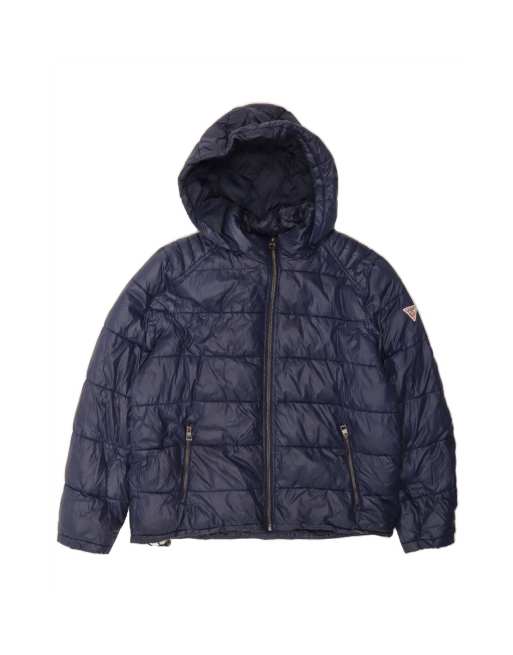 Vintage Guess Hooded Padded Jacket UK 44 2XL In Blue