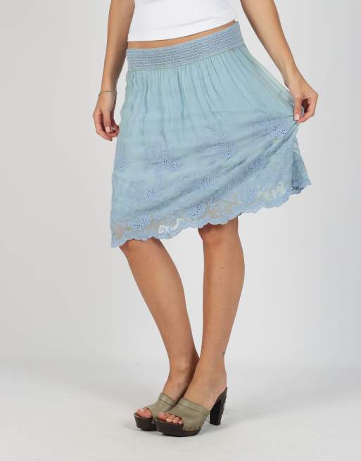 Vintage GUESS Jeans 6 woven midi skirt in light blue, 2 of 4