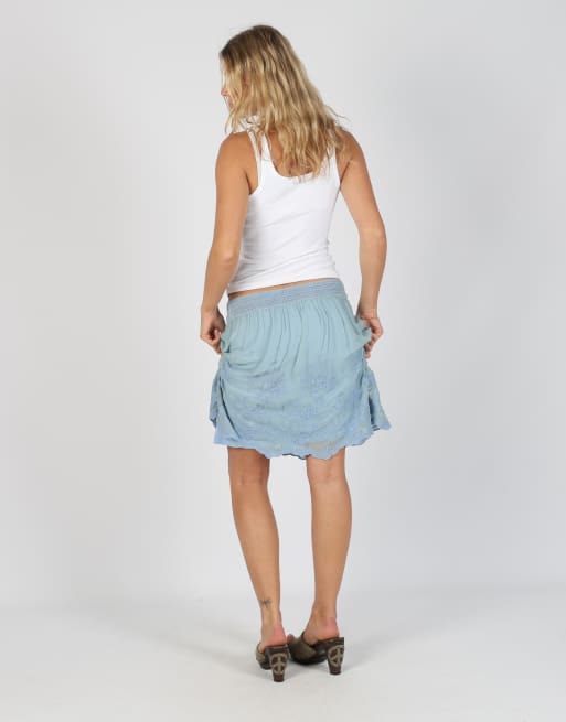 Vintage GUESS Jeans 6 woven midi skirt in light blue, 3 of 4