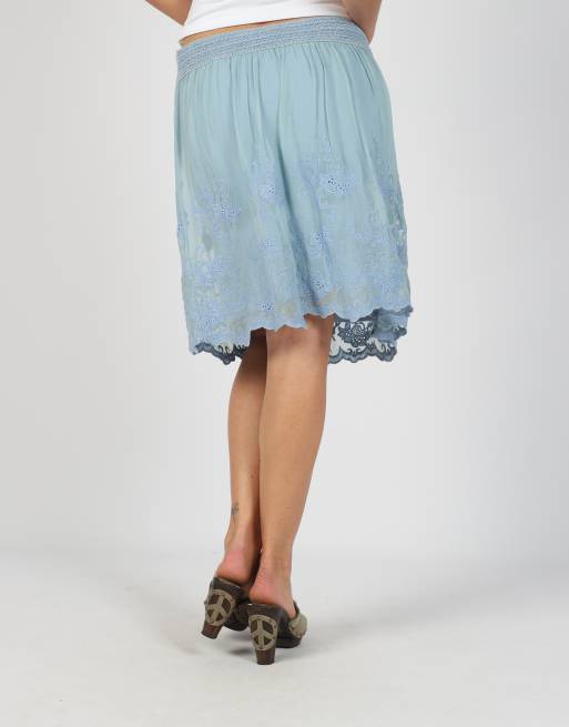 Vintage GUESS Jeans 6 woven midi skirt in light blue, 4 of 4