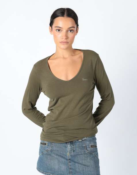 Vintage GUESS Jeans L Woven Top Dark Green - view 1