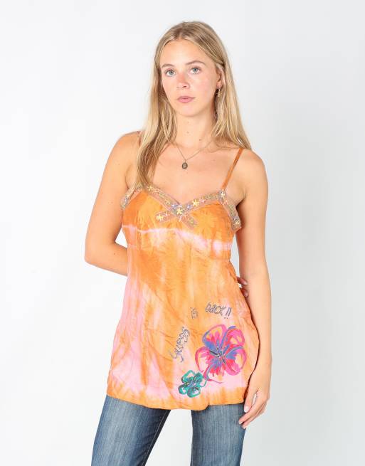 Vintage GUESS Jeans M cami in orange