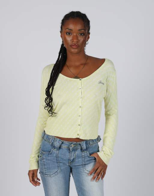 Vintage GUESS Jeans M cardigan in light green