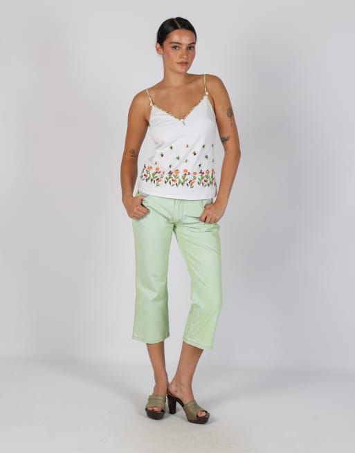 Vintage GUESS Jeans S 3/4 jeans in light green, 1 of 4