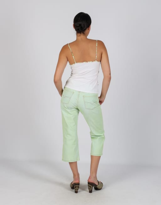 Vintage GUESS Jeans S 3/4 jeans in light green, 3 of 4