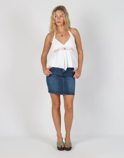 Vintage GUESS Jeans S denim midi skirt in blue