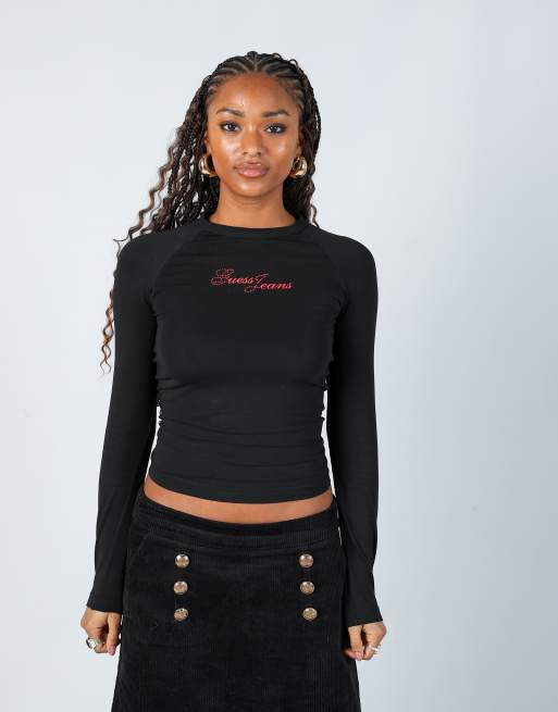 Vintage GUESS Jeans S long sleeve top in black