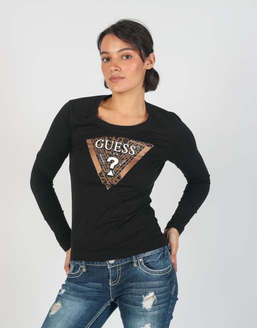 Vintage GUESS Jeans S long sleeve top in black, 3 of 4