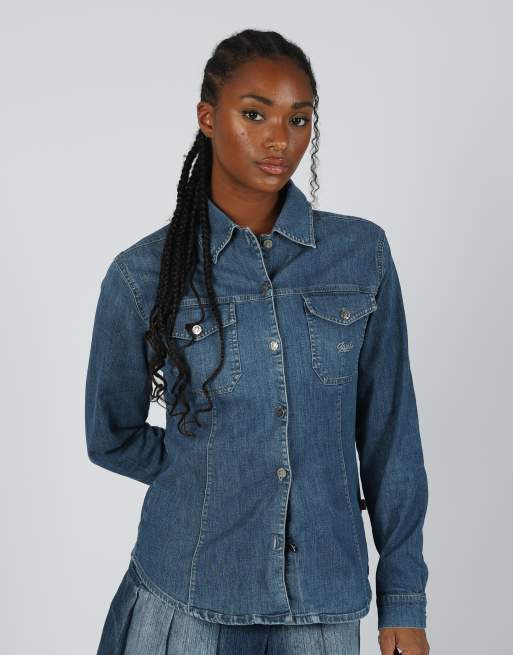 Vintage GUESS Jeans S shirt in blue, 3 of 4