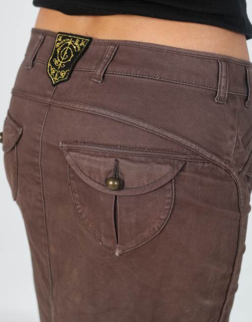 Vintage GUESS Jeans XS denim midi skirt in brown, 2 of 4