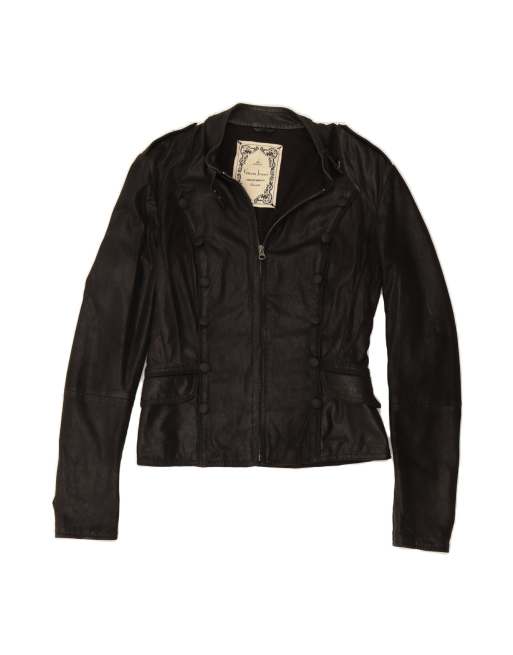 Vintage Guess Leather Jacket UK 14 Large In Black