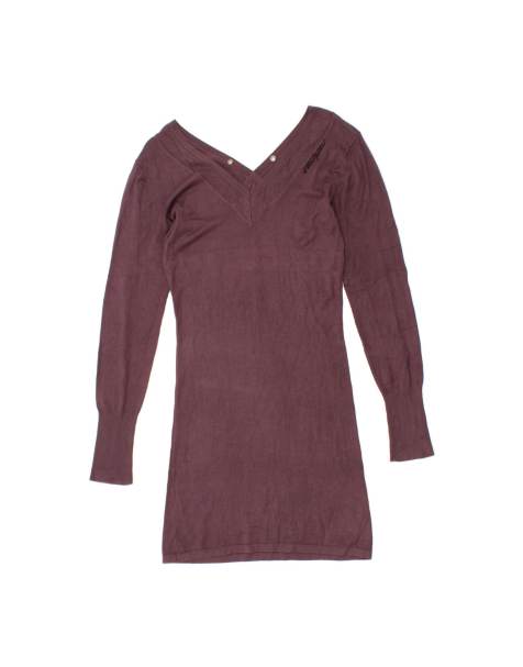 Vintage Guess Long Sleeve Jumper Dress UK 14 Medium In Purple - view 1