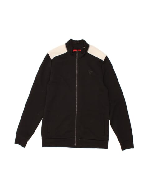 Vintage Guess Los Angeles Tracksuit Top Jacket UK 36 Small In Black Colourblock - view 1