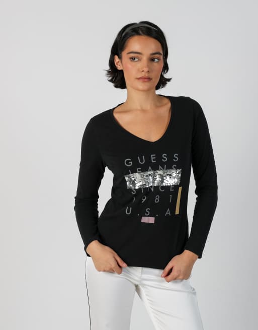 Vintage Guess M long sleeve top in black, 1 of 4