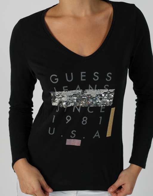 Vintage Guess M long sleeve top in black, 4 of 4