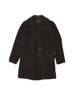 Manteau Pea Coat Guess Femme Taille S – Laine Noir Et Bleu – Occasion Très Bon état