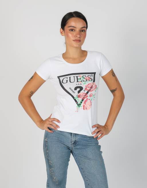 Vintage Guess S baby tee in white, 1 of 4