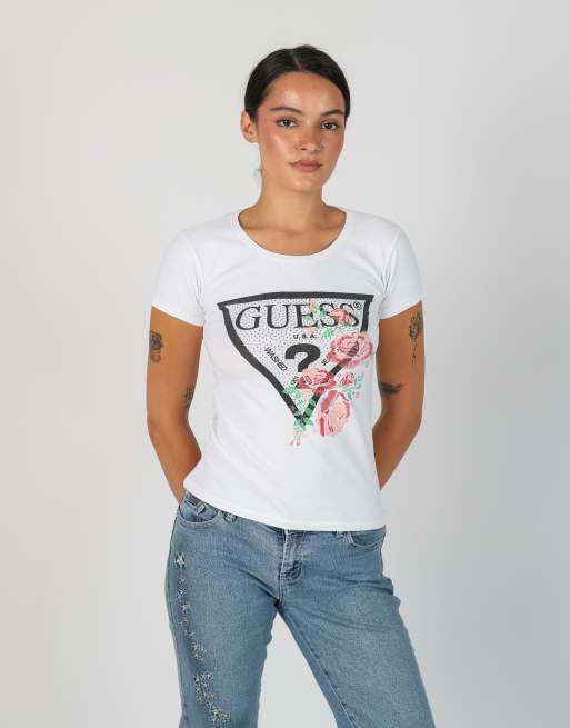 Vintage Guess S baby tee in white, 3 of 4