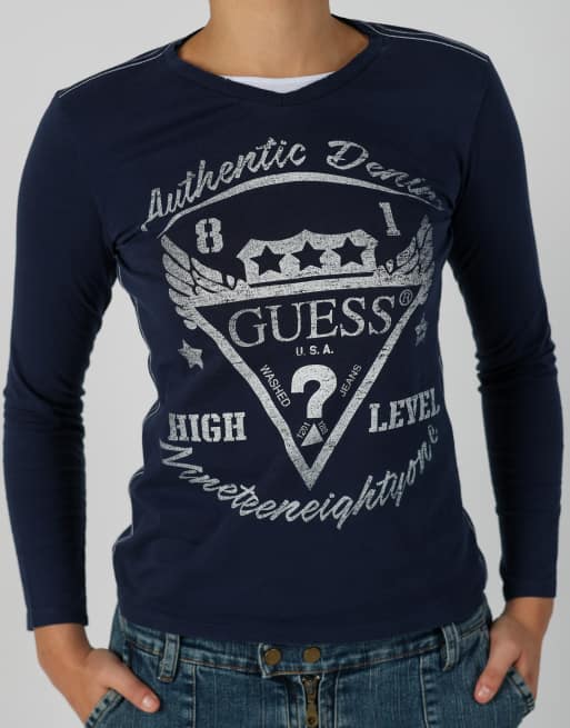 Vintage Guess  S long sleeve top in blue, 4 of 4