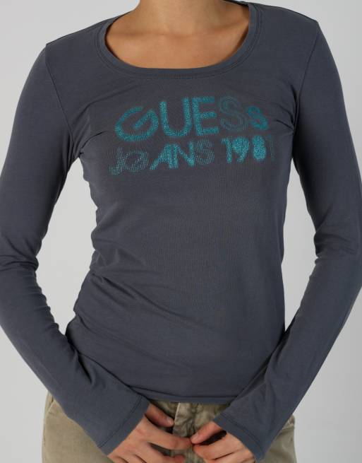 Vintage Guess  S long sleeve top in charcoal grey, 4 of 4
