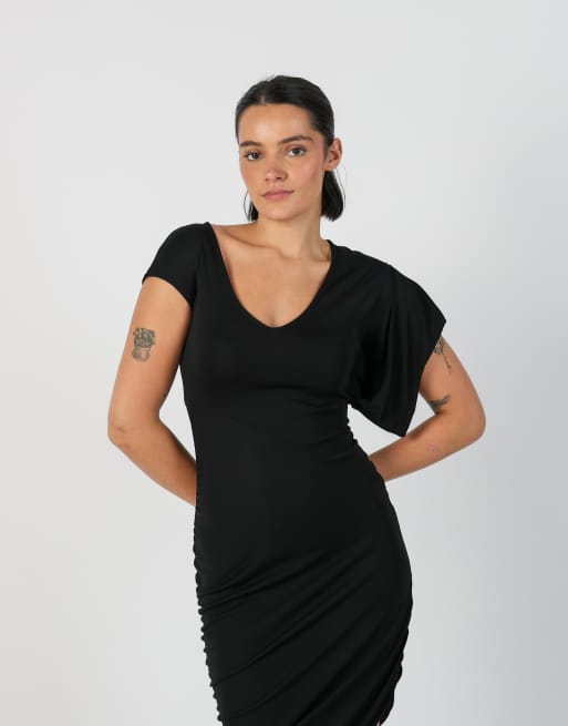 Vintage Guess  S woven midi dress in black, 2 of 4