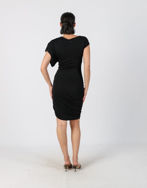 Vintage Guess  S woven midi dress in black, 3 of 4