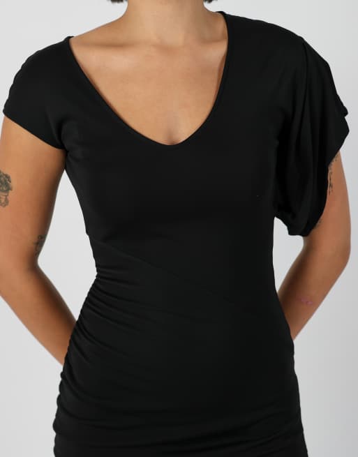 Vintage Guess  S woven midi dress in black, 4 of 4