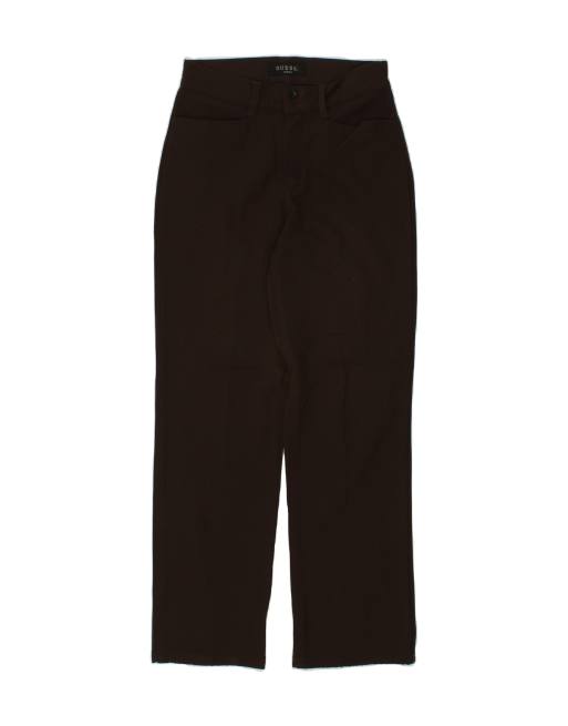 Vintage Guess Size S Straight High Waist Chino Trousers in Brown