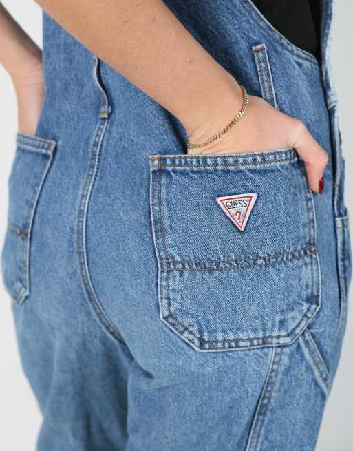 Vintage Guess small 30x41 denim dungarees in light blue, 4 of 4