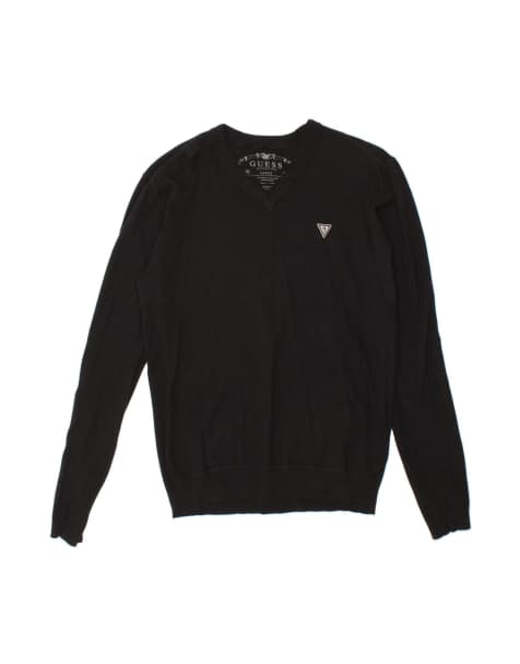 Vintage Guess V-neck Jumper Sweater UK 16 Large In Black - view 1