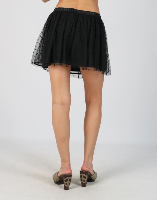 Vintage Guess XS woven mini skirt in black, 4 of 4