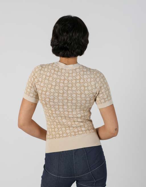 Vintage Guess  XS woven top in beige, 2 of 4