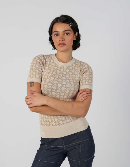Vintage Guess  XS woven top in beige, 3 of 4