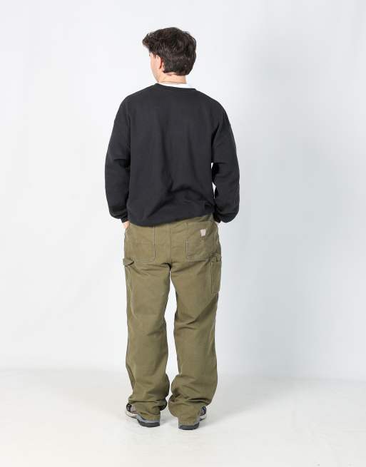 Vintage Guide Series Workwear 38x34 canvas carpenter jeans in dark green, 3 of 4