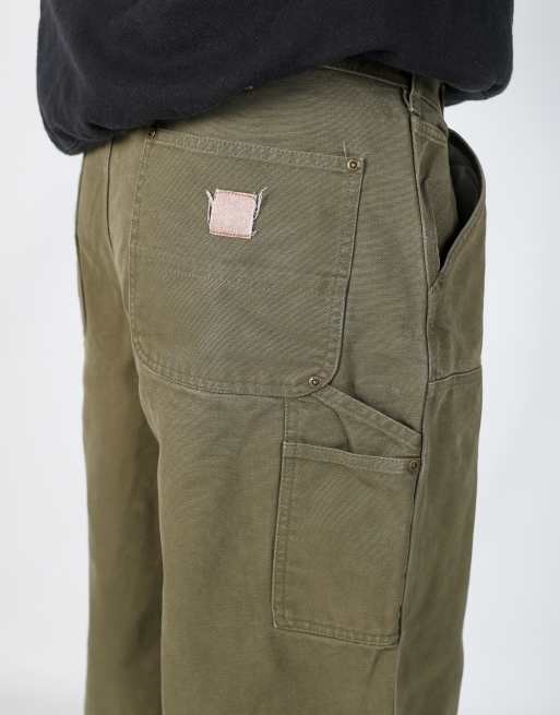Vintage Guide Series Workwear 38x34 canvas carpenter jeans in dark green, 4 of 4