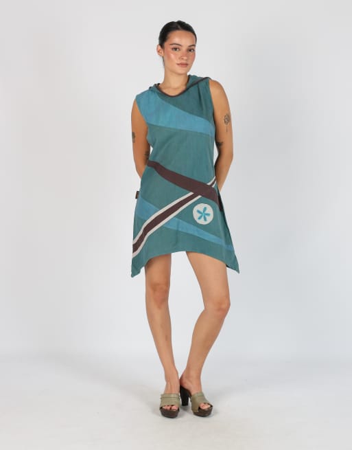 Vintage Guru M woven midi dress in blue