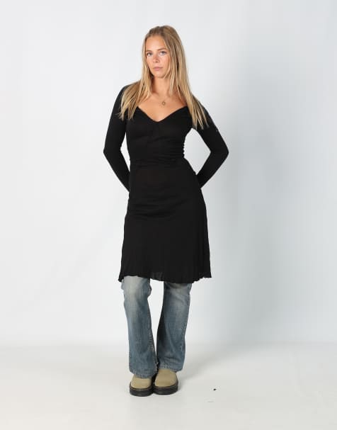 Vintage Guru S woven midi dress in black - view 1