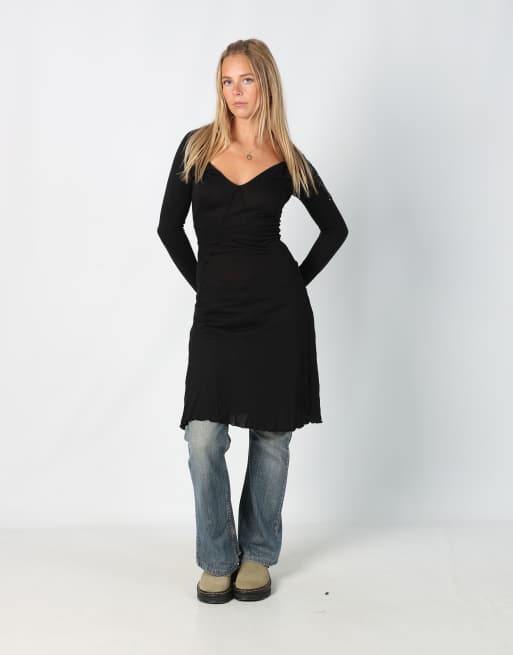 Vintage Guru S woven midi dress in black