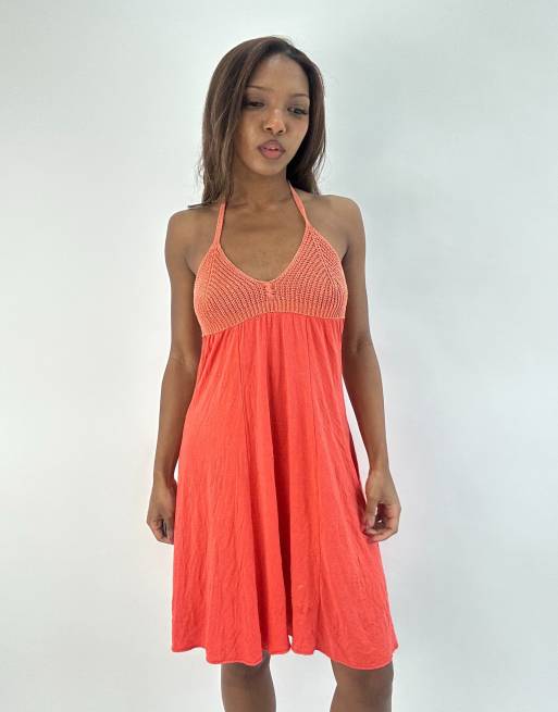 Vintage halterneck dress in orange