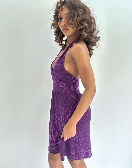 Vintage halterneck dress in purple, 4 of 4