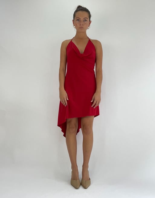 Vintage halterneck mini dress in red