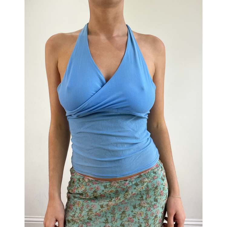 Vintage halterneck top in blue | ASOS