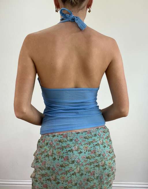 Vintage halterneck top in blue | ASOS