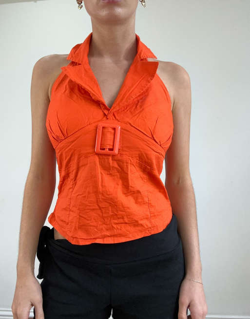 Vintage halterneck top in orange
