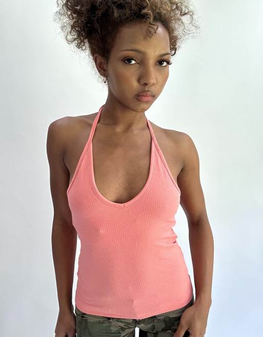 Vintage halterneck top in pink