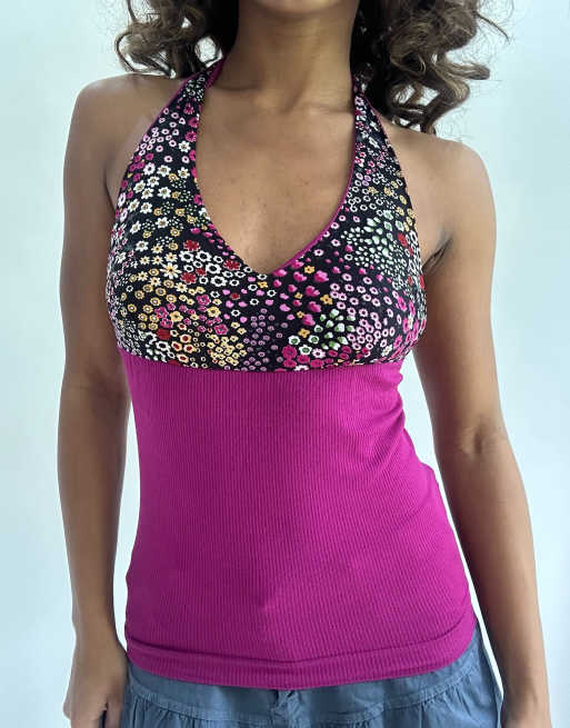 Vintage halterneck top in purple, 4 of 4