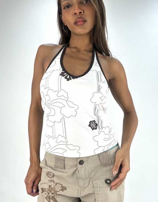 Vintage halterneck top in white