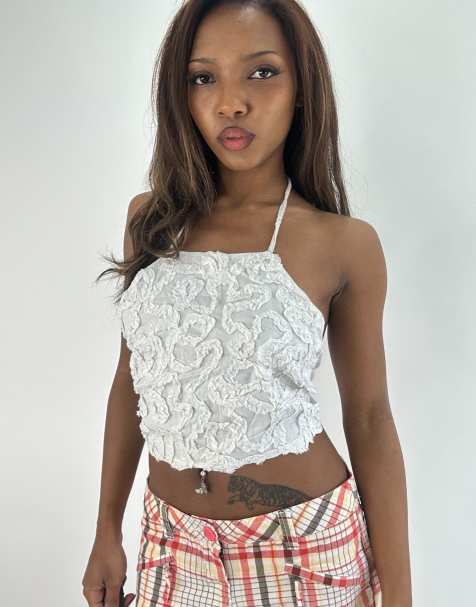 Vintage halterneck top in white - view 1