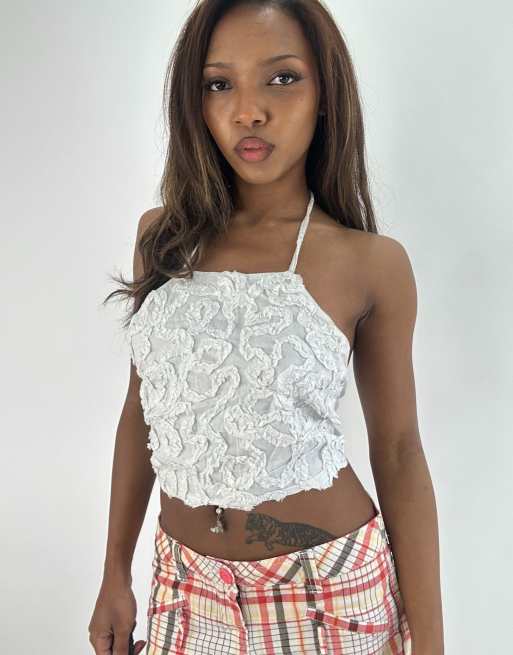 Vintage halterneck top in white