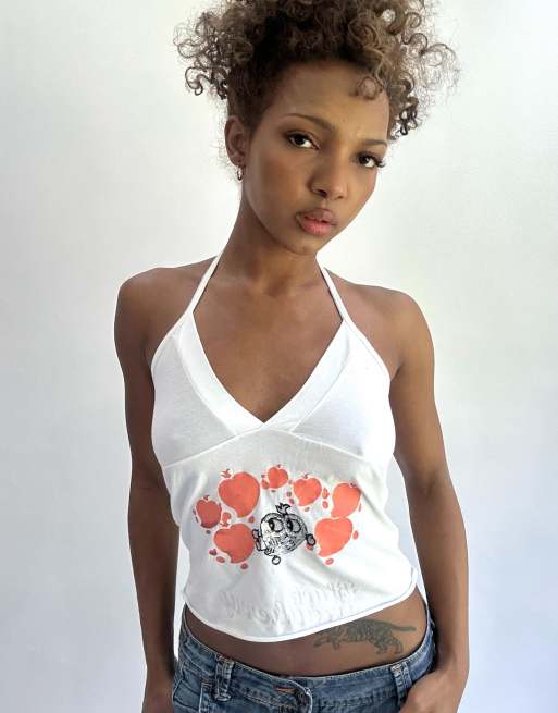 Vintage halterneck top in white